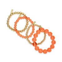 INC International Concepts Gold-Tone 4-Pc. Set Beaded Stretch Bracelets (Coral)