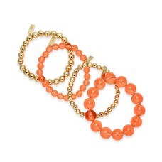 INC International Concepts Gold-Tone 4-Pc. Set Beaded Stretch Bracelets (Coral)