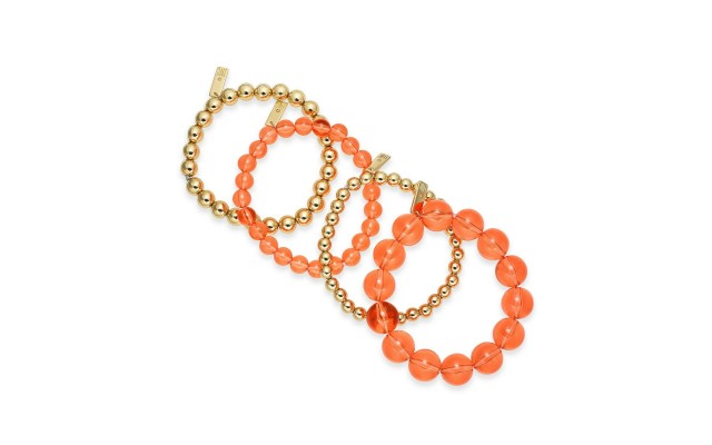  Gold-Tone 4-Pc. Set Beaded Stretch Bracelets (Coral)