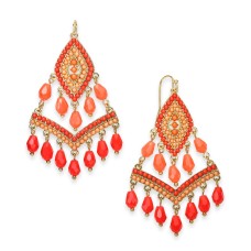INC International Concepts Gold-Tone Beaded Coral Kite Drop Earrings
