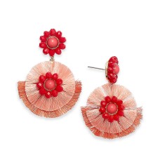INC International Concepts Gold-Tone Beaded & Fringe Drop Earrings (Coral)