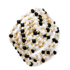 INC International Concepts Gold-Tone Black & White Bead Coil Bracelet