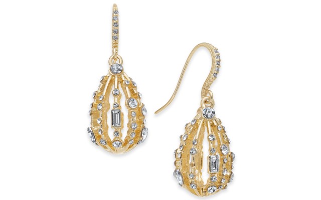  Gold-Tone Crystal Bulb Drop Earrings