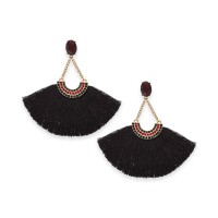 INC International Concepts Gold-Tone Crystal & Fringe Fan Drop Earrings