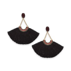 INC International Concepts Gold-Tone Crystal & Fringe Fan Drop Earrings