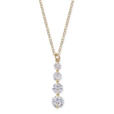 INC International Concepts Gold-Tone Crystal Graduated Pendant Necklace, 17″ + 3″ Extender