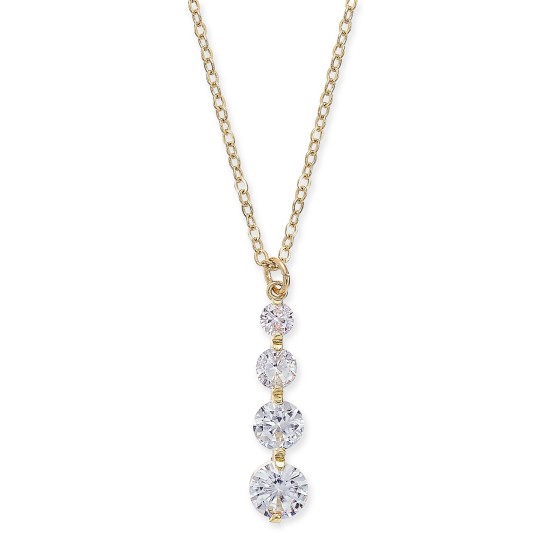  Gold-Tone Crystal Graduated Pendant Necklace, 17″ + 3″ Extender