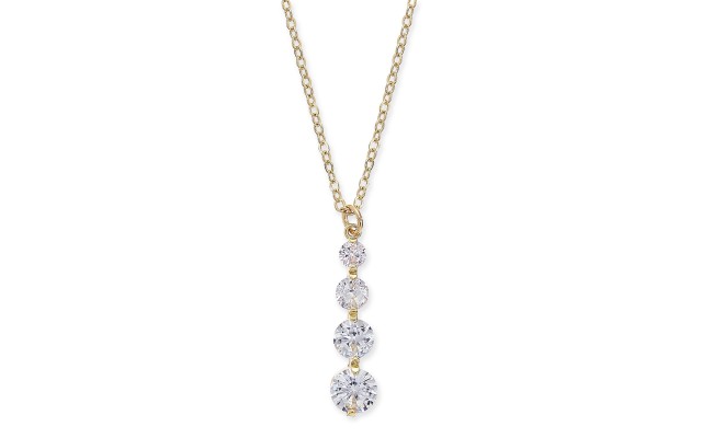  Gold-Tone Crystal Graduated Pendant Necklace, 17″ + 3″ Extender