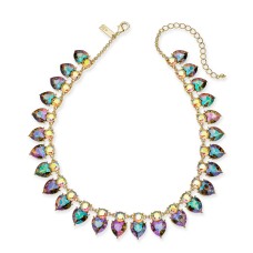 INC International Concepts Gold-Tone Crystal Heart Collar Necklace, 17″ + 3″ extender