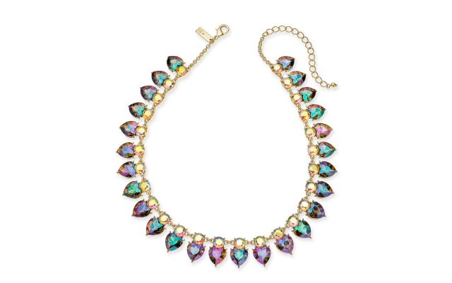  Gold-Tone Crystal Heart Collar Necklace, 17″ + 3″ extender