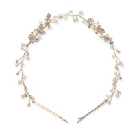 INC International Concepts Gold-Tone Crystal & Imitation Pearl Headband, Gold