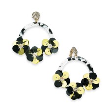INC International Concepts Gold-Tone Crystal, Sequin & Resin Drop Hoop Clip-On Earrings, Black