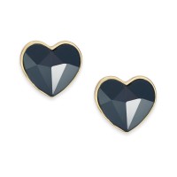INC International Concepts Gold-Tone Faceted Heart Stud Earring, Black