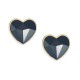  Gold-Tone Faceted Heart Stud Earring, Black