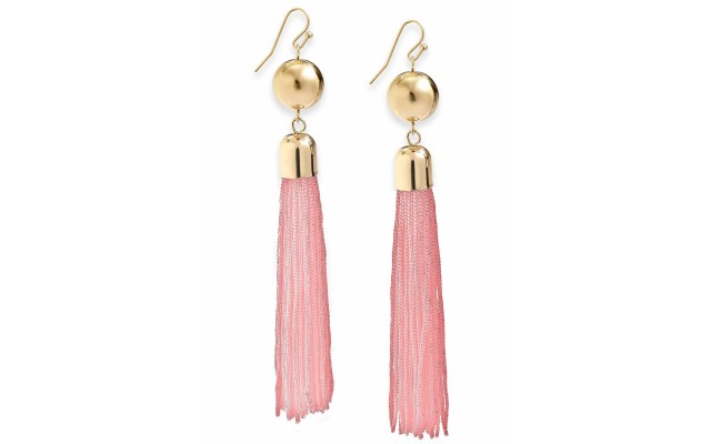  Gold-Tone Fringe Drop Earrings Pink