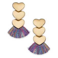 INC International Concepts Gold-Tone Heart Fringe Drop Earrings
