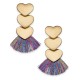  Gold-Tone Heart Fringe Drop Earrings