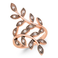 INC International Concepts Gold-Tone Hematite Crystal Leaf Wrap Ring, Pink