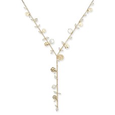 INC International Concepts Gold-Tone Imitation Pearl & Hammered Disc Lariat Necklace, 22″ + 3″ extender,