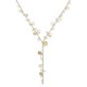  Gold-Tone Imitation Pearl & Hammered Disc Lariat Necklace, 22″ + 3″ extender,