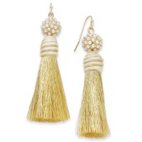 INC International Concepts Gold-Tone Imitation Pearl & Tassel Drop Earrings