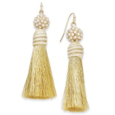 INC International Concepts Gold-Tone Imitation Pearl & Tassel Drop Earrings