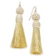  Gold-Tone Imitation Pearl & Tassel Drop Earrings