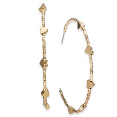 INC International Concepts Gold-Tone Large Beaded Heart Hoop Earrings