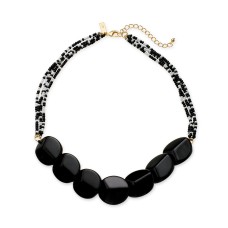 INC International Concepts Gold-Tone Multi-Bead Statement Necklace, 20″ + 3″ Extender,Black