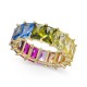 Gold-Tone Multicolor Baguette Stone Rings, Gold Multi, 5