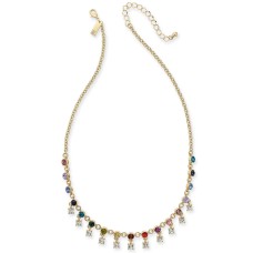 INC International Concepts  Gold-Tone Multicolor Crystal Shaky Collar Necklace (18+3)