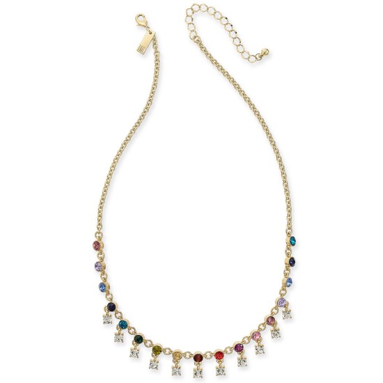   Gold-Tone Multicolor Crystal Shaky Collar Necklace (18+3)