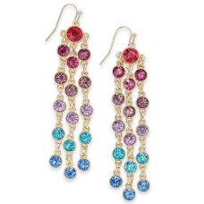 INC International Concepts Gold-Tone Multicolor Crystal Shaky Linear Drop Earrings