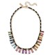  Gold-Tone Multicolor Crystal Velvet-Woven Statement Necklace