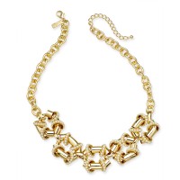 INC International Concepts Gold-Tone Pave Link Statement Necklace, 18″ + 3″ extender
