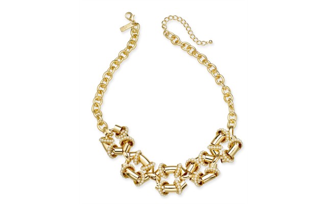  Gold-Tone Pave Link Statement Necklace, 18″ + 3″ extender
