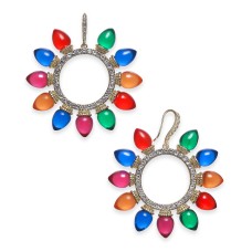 INC International Concepts Gold-Tone Pave & Multicolor Lightbulb Wreath Drop Earrings, Multi