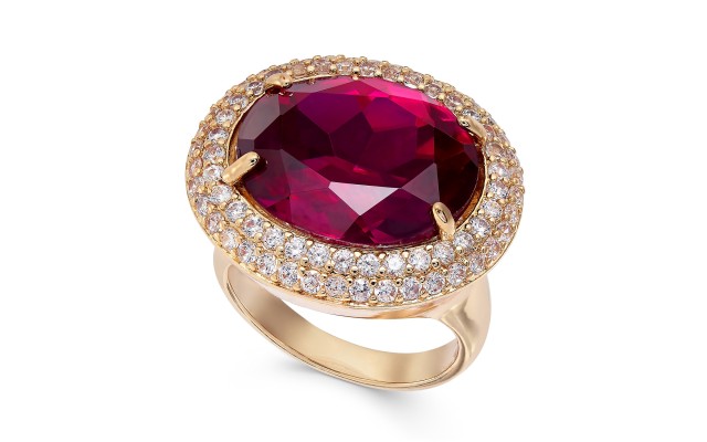  Gold-Tone Pavé & Stone Statement Rings, Pink, 9