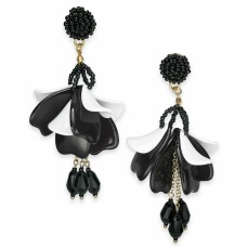 INC International Concepts Gold-Tone Petal Drop Earrings (White/Black)