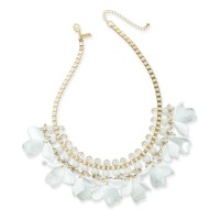 INC International Concepts Gold-Tone Petal Shaky Statement Necklace, 18″ + 3″ Extender, White, 18