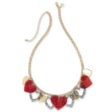 INC International Concepts Gold-Tone Resin Heart Dangle Statement Necklace, 17-1/2″ + 3″ extender, Red
