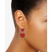  Gold-Tone Resin Heart Double Drop Earrings (Red)