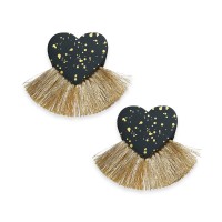 INC International Concepts Gold-Tone Resin Heart Fringe Drop Earrings (Black)
