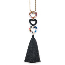 INC International Concepts Gold-Tone Resin Heart & Tassel Pendant Necklace