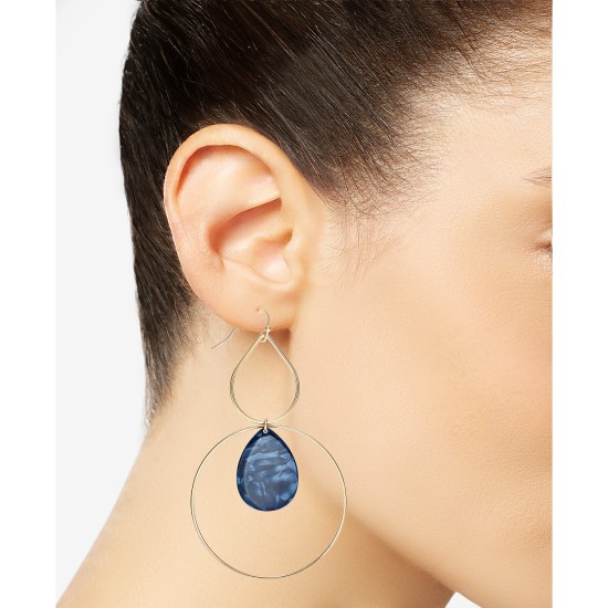 Gold-Tone Resin Stone Drop Earrings