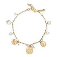 INC International Concepts Gold-Tone Shaky Disc & Imitation Pearl Ankle Bracelet