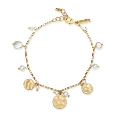 INC International Concepts Gold-Tone Shaky Disc & Imitation Pearl Ankle Bracelet