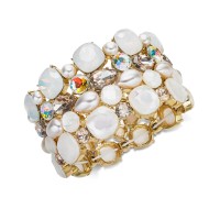 INC International Concepts  Gold-Tone Stone & Crystal Cluster Stretch Bracelet