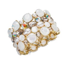 INC International Concepts  Gold-Tone Stone & Crystal Cluster Stretch Bracelet