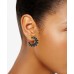  Gold-Tone Stone Open Small Hoop Earrings (Black)